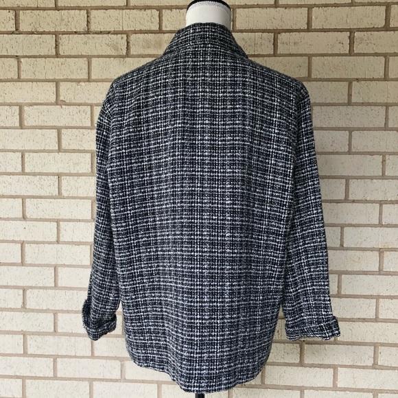 CHICOS B/W Jacket Sz 2 Tweedy Acrylic - Picture 5 of 8